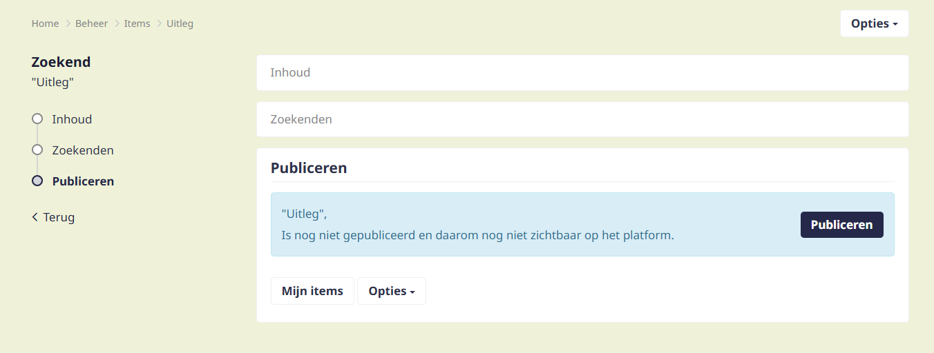 Publiceer uw item